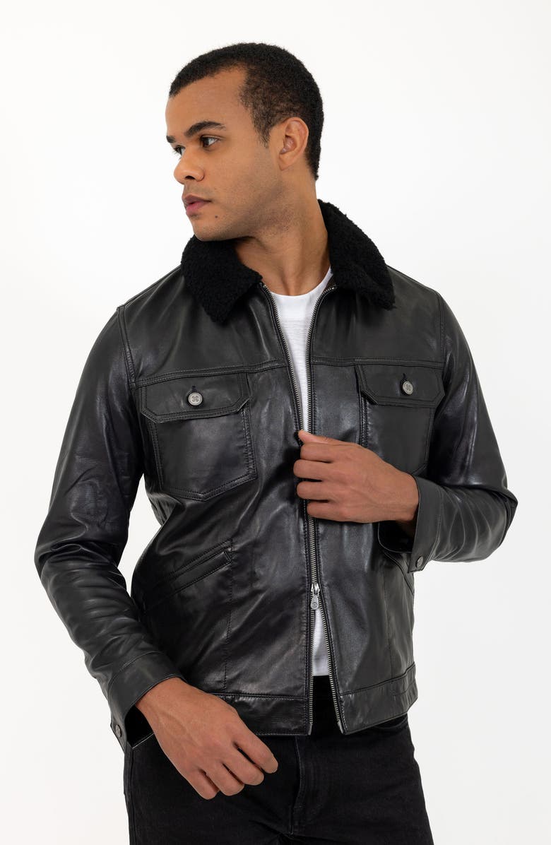 PINO BY PINOPORTE Lambskin Leather Jacket, Alternate, color, Black
