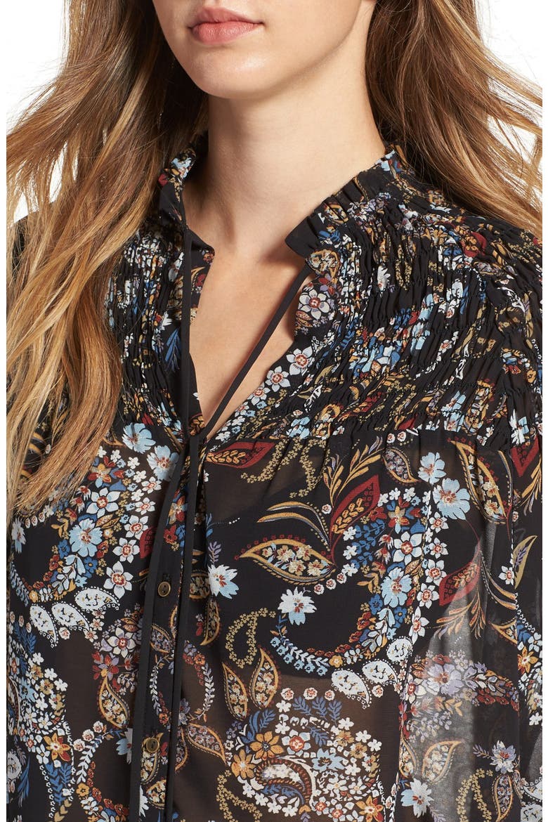 'Russell' Chiffon Blouse, Alternate, color, BLACK FLORAL