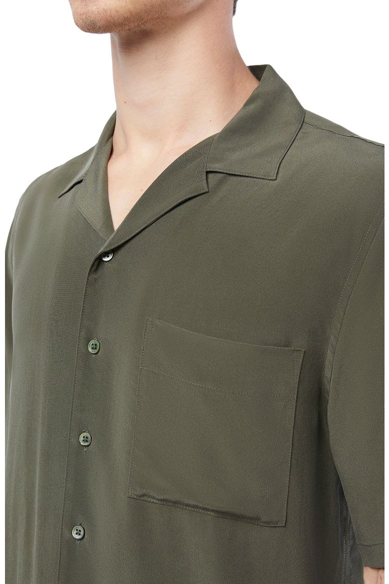 Silk Vacation Short Sleeve Shirt, Alternate, color, Dark Olive