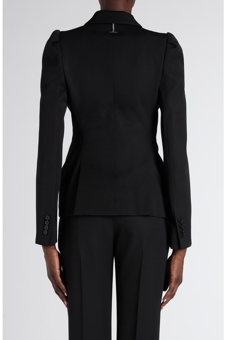 Puff Shoulder Wool Grain de Poudre Blazer, Alternate, color, BLACK