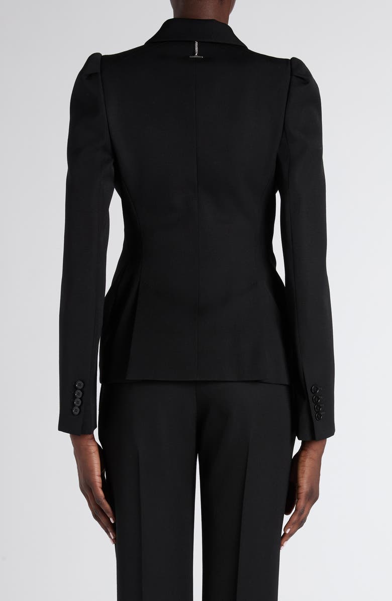 McQueen Puff Shoulder Wool Grain de Poudre Blazer, Alternate, color, Black