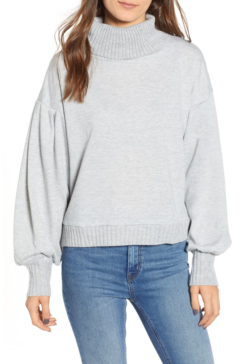 Rib Trim Sweatshirt, Main, color, GREY PEARL HEATHER