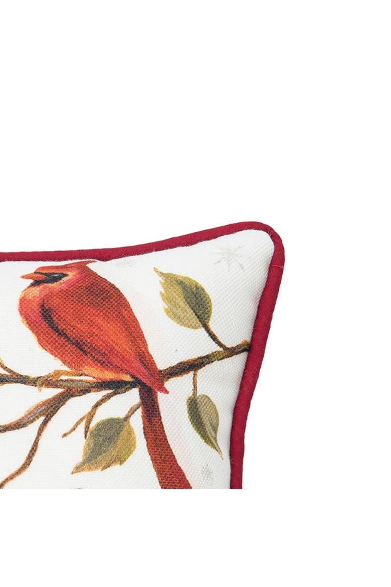 Be Jolly Cardinal Small Petite Size Printed Christmas Small Petite Size Accent Throw Pillow, 8" x 8", Alternate, color, White
