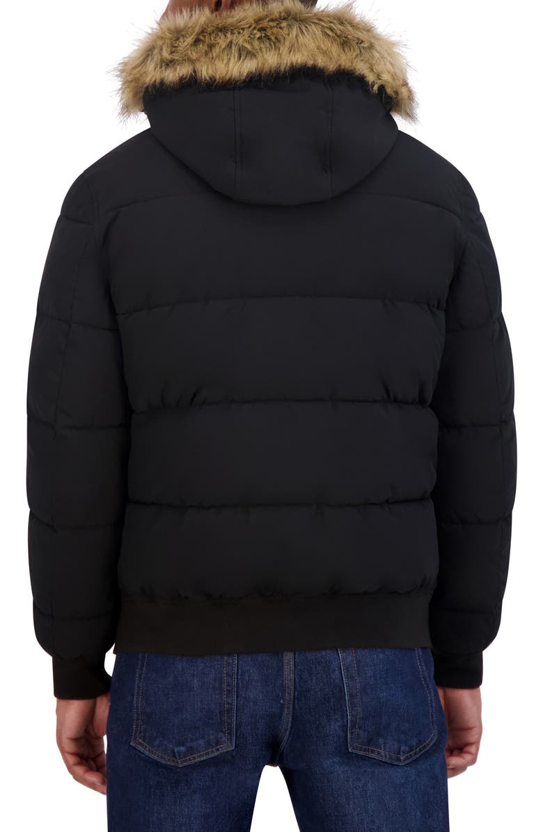 Nautica Faux Fur Trim Water Resistant Bomber Jacket, Alternate, color, 