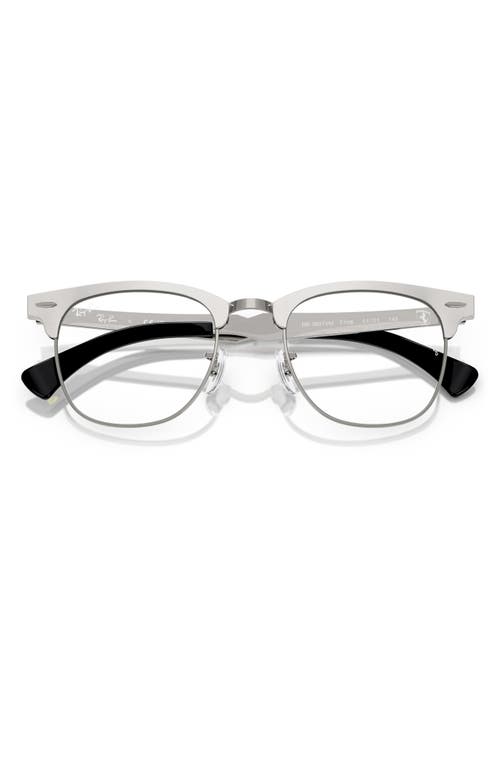 Ray Ban Ray-ban X Scuderia Ferrari 51mm Square Optical Glasses In Silver