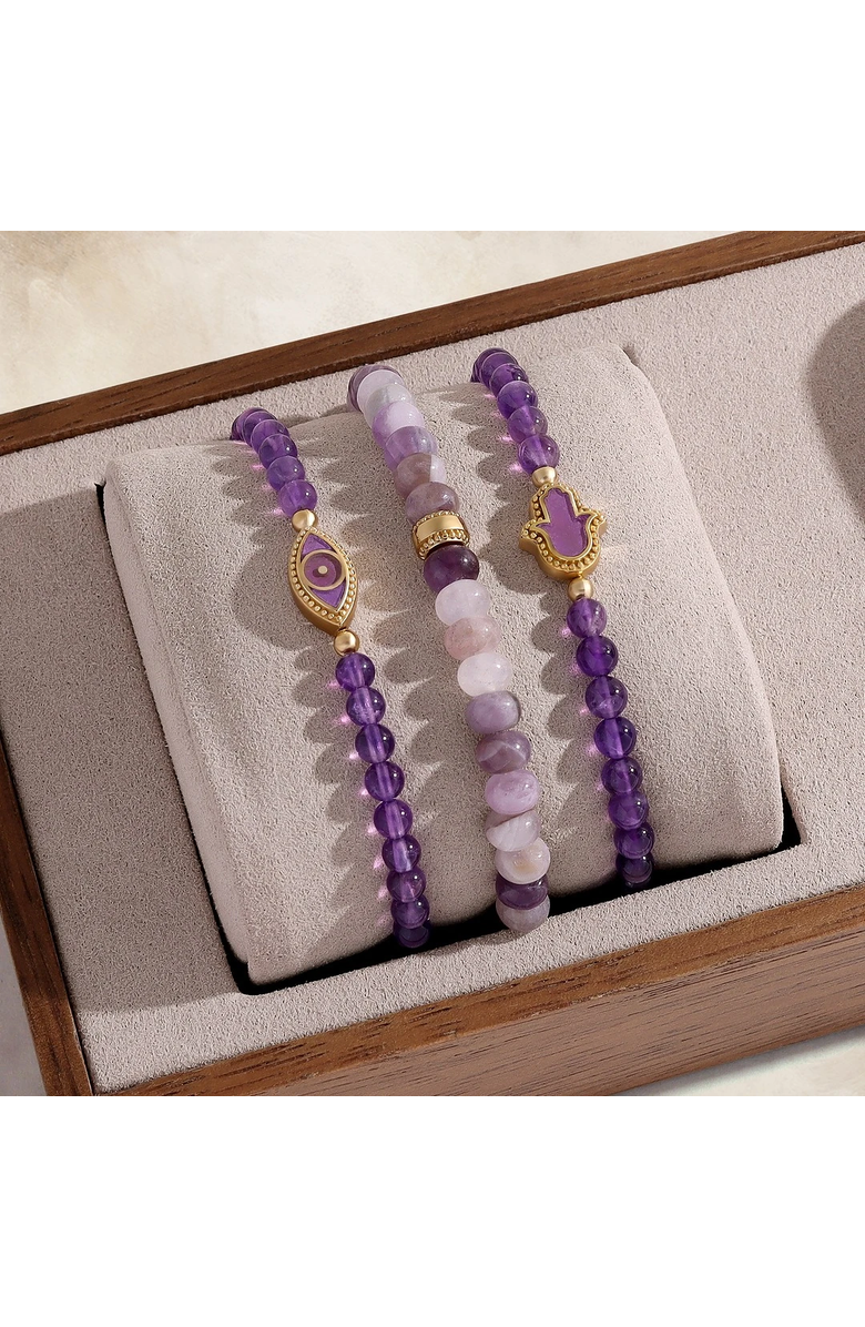 Karma and Luck Calm Spirit Amethyst Gold Bracelet, Alternate, color, Purple/Gold