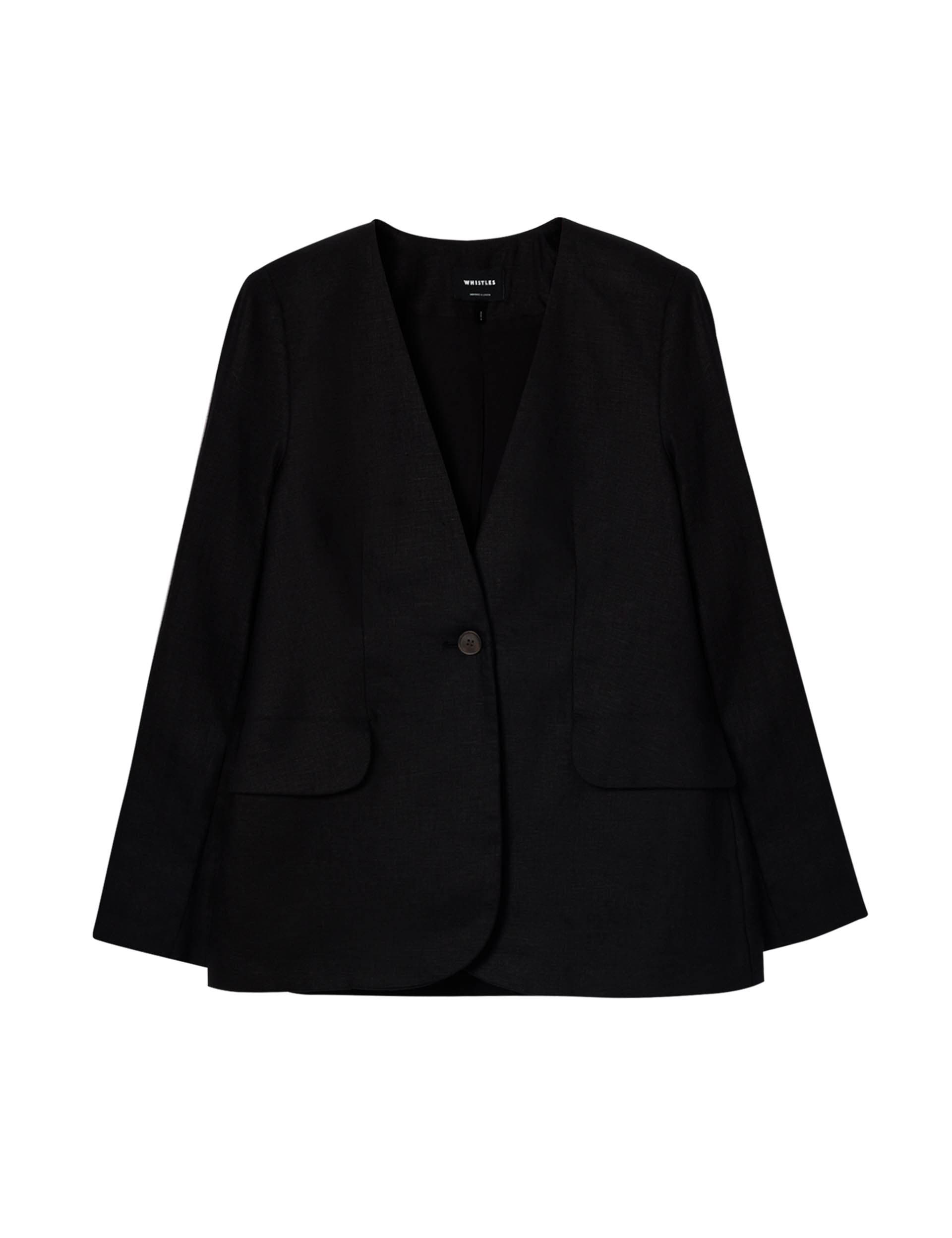 Collarless Linen Blazer - image 2