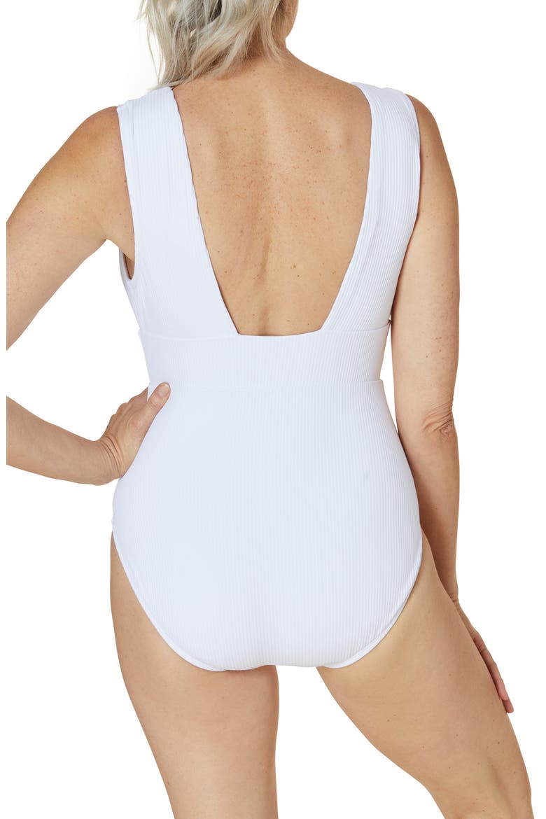 Mykonos Rib Long Torso One-Piece Swimsuit, Alternate, color, WHITE