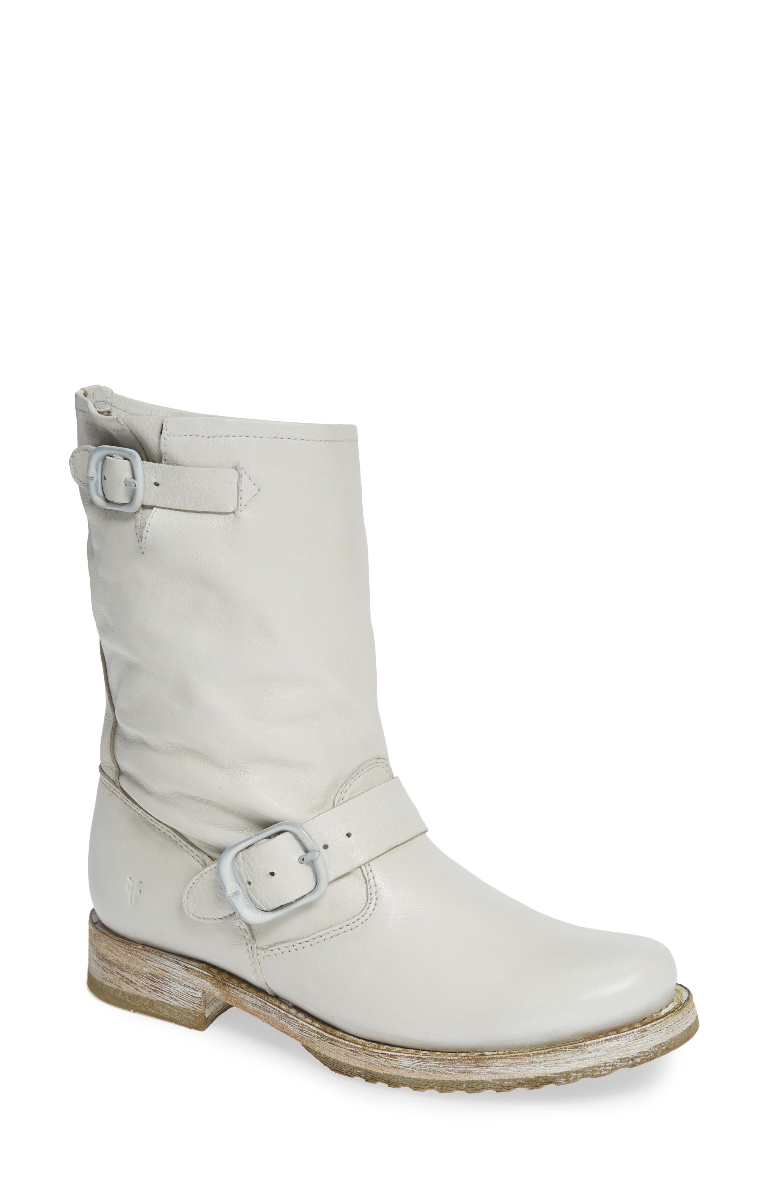 'Veronica Short' Slouchy Boot, Main, color, WHITE LEATHER