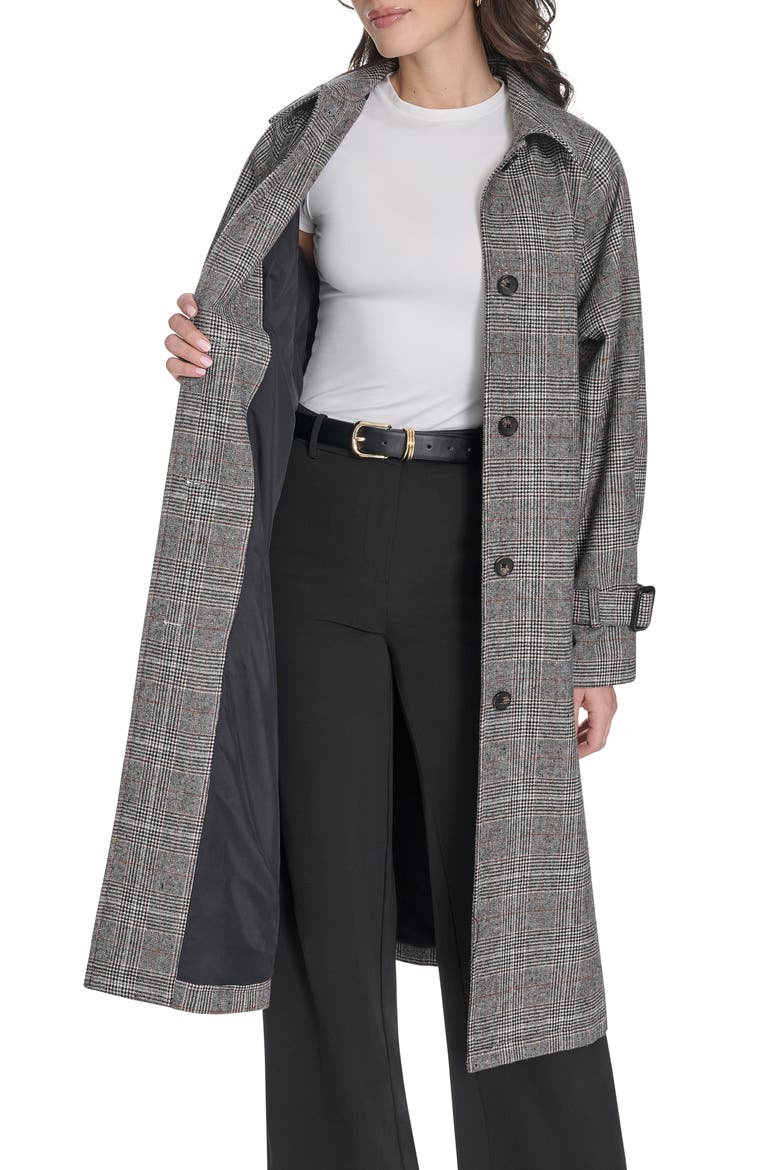Belted Longline Coat, Alternate, color, BLK WHT