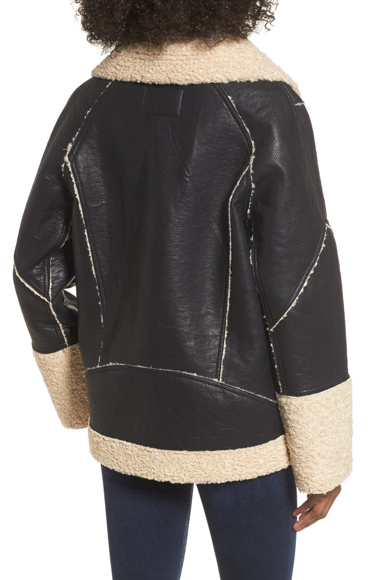 BLANKNYC Faux Shearling & Faux Leather Jacket, Alternate, color, 