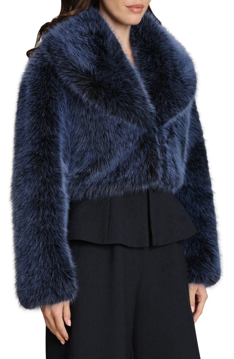 Avec Les Filles Faux Fur Crop Jacket, Alternate, color, Blue - Black