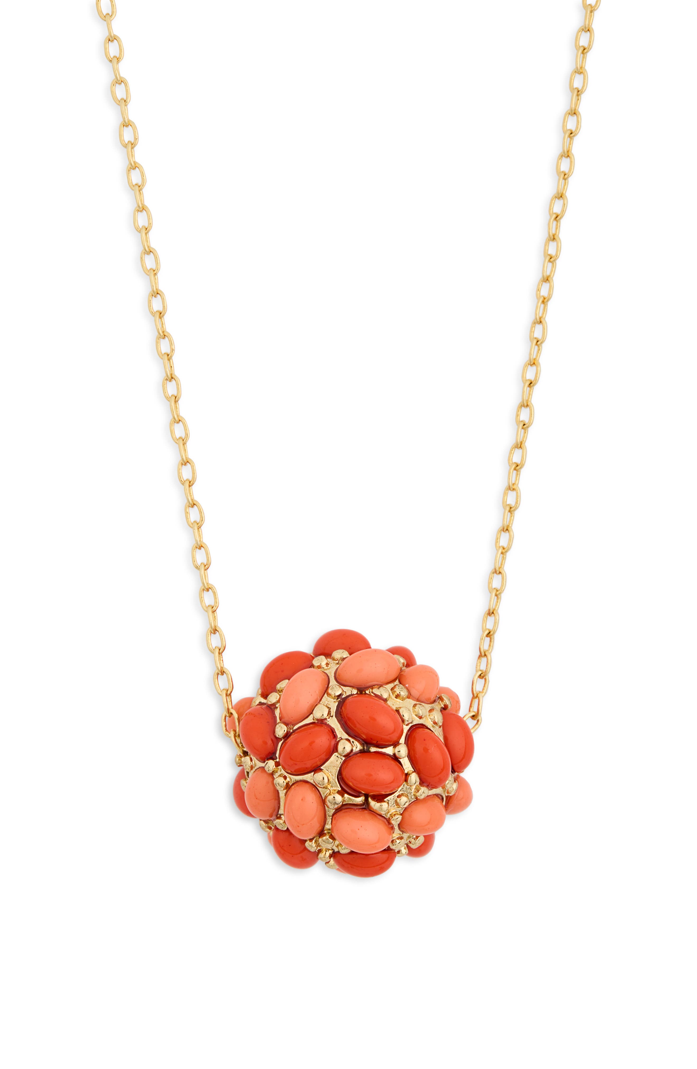 Kenneth Jay Lane Coral Cluster Pendant Necklace