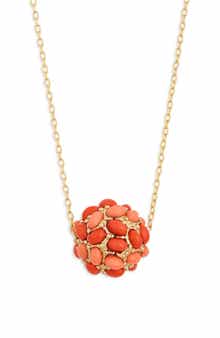 Kenneth Jay Lane Coral Cluster Pendant Necklace