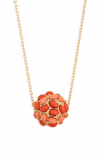 Kenneth Jay Lane Coral Cluster Pendant Necklace