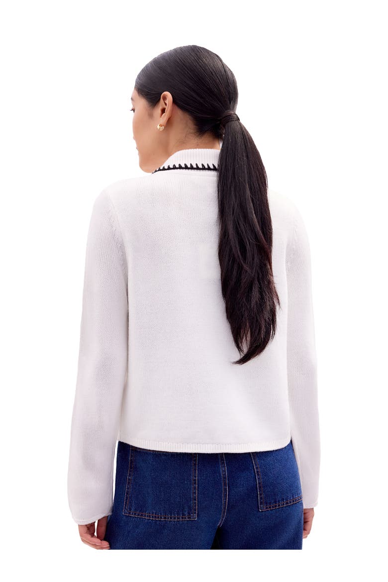 Long Sleeve Stitch Collar Cardigan, Alternate, color, Ivory