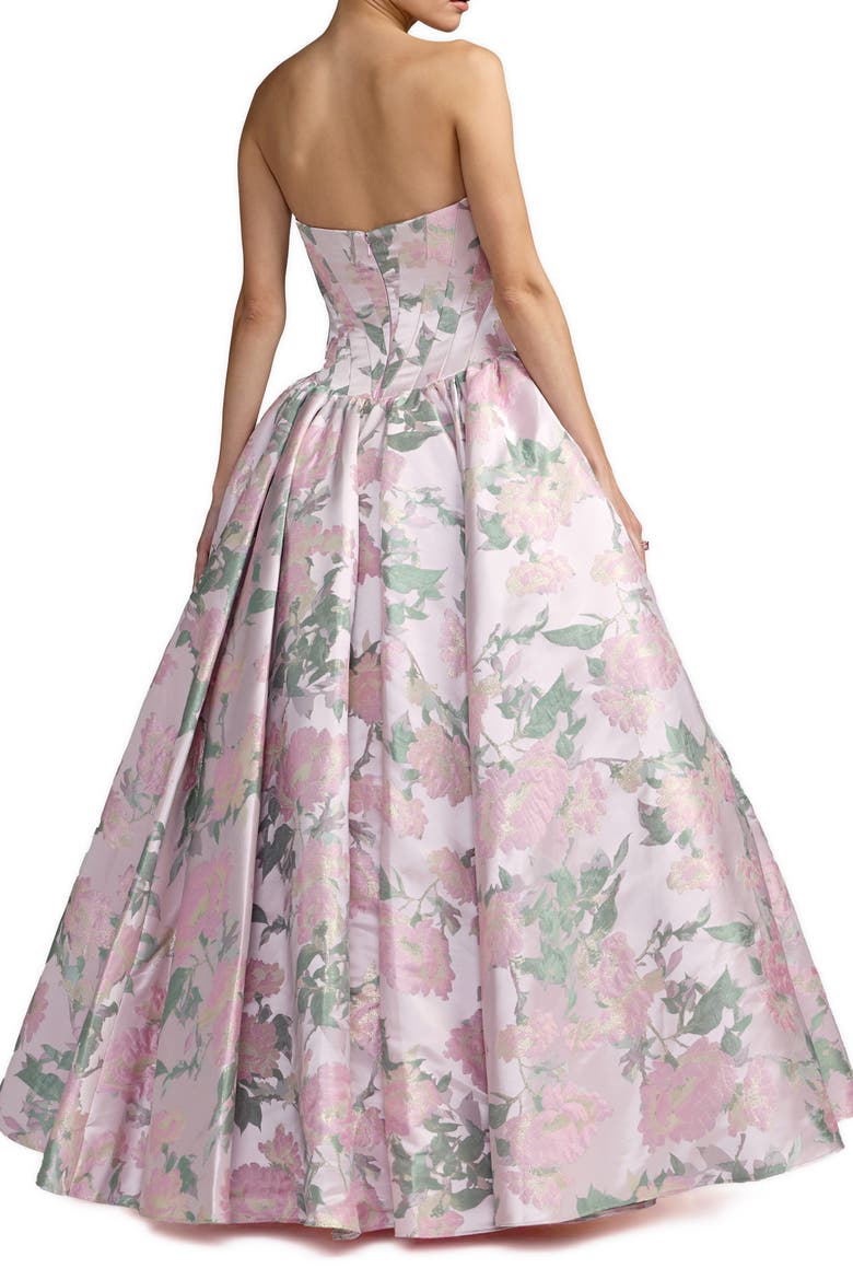 Floral Strapless Ballgown with Pockets, Alternate, color, Pink Multi