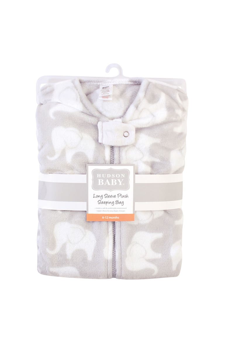Flannel Sleep Sack with Plush Full-Arm Coverage, Alternate, color, Gray Elephant