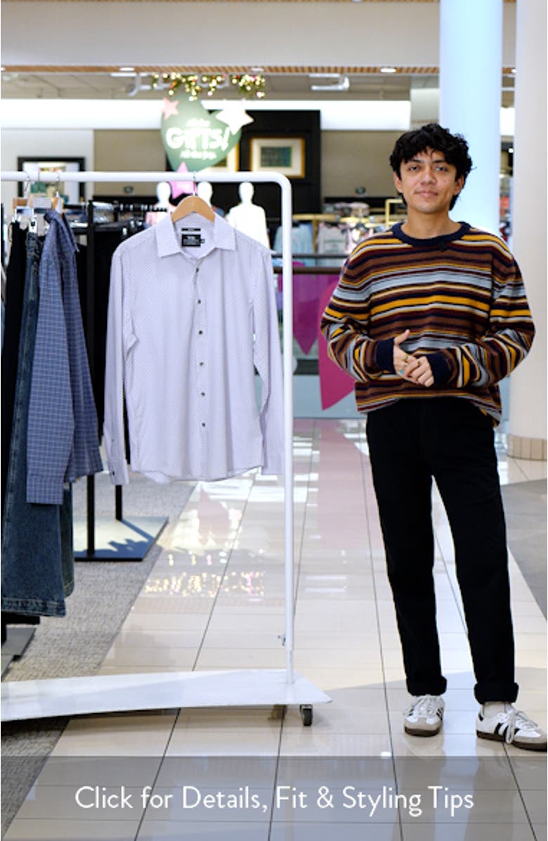 Slim Fit Neat Medallion Print Performance Button-Up Shirt, sales video thumbnail