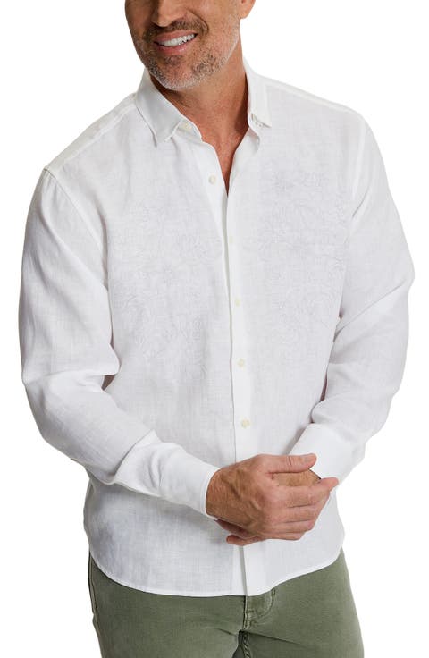 Tide the Knot Embroidered Linen Button-Up Shirt