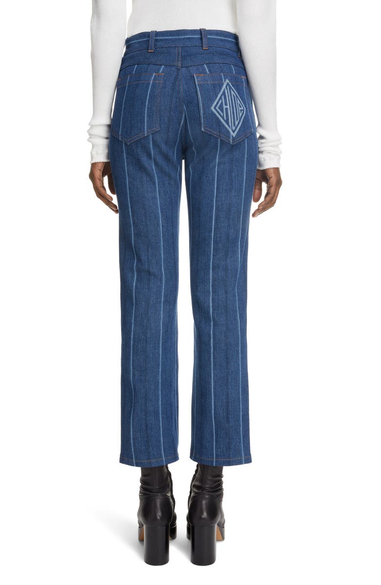 Chloé Stripe Denim Crop Pants, Alternate, color, 