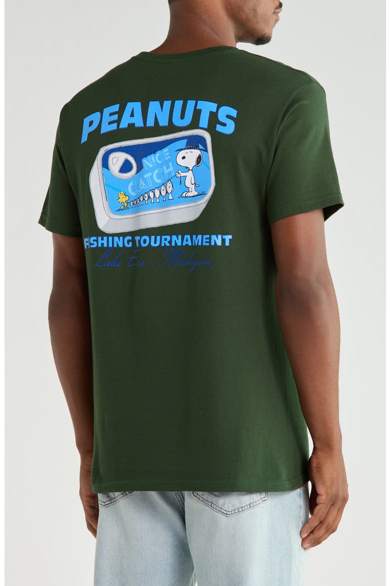 Peanuts® Fishing Graphic T-Shirt, Alternate, color, FOREST GREEN