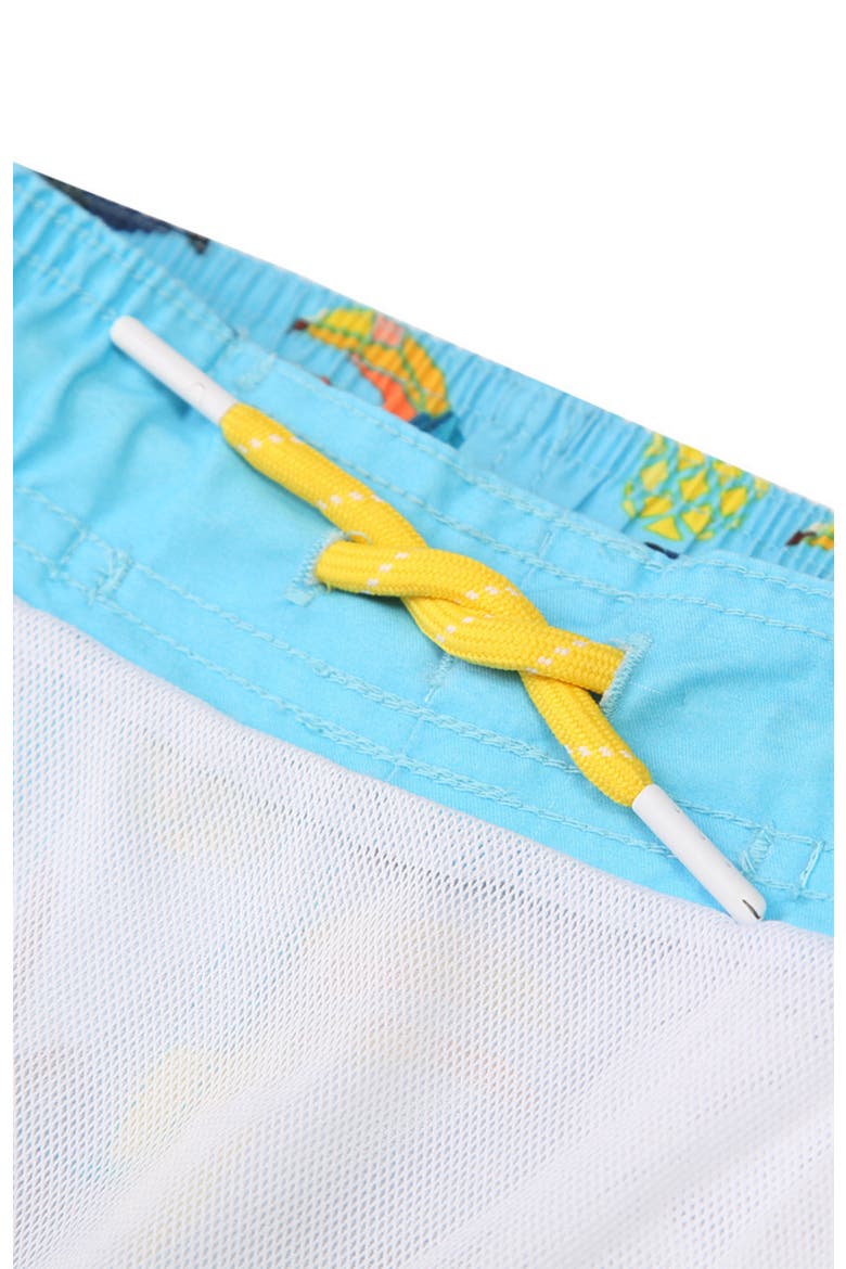 Kid's Swim Trunks with Mesh Lining and UPF 50+, Alternate, color, Geometric bird