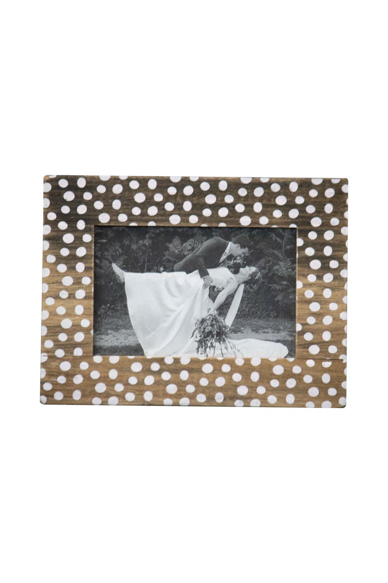 4x6 Bettina White Polka Dot Wood Photo Picture Frame, Main, color, Brown