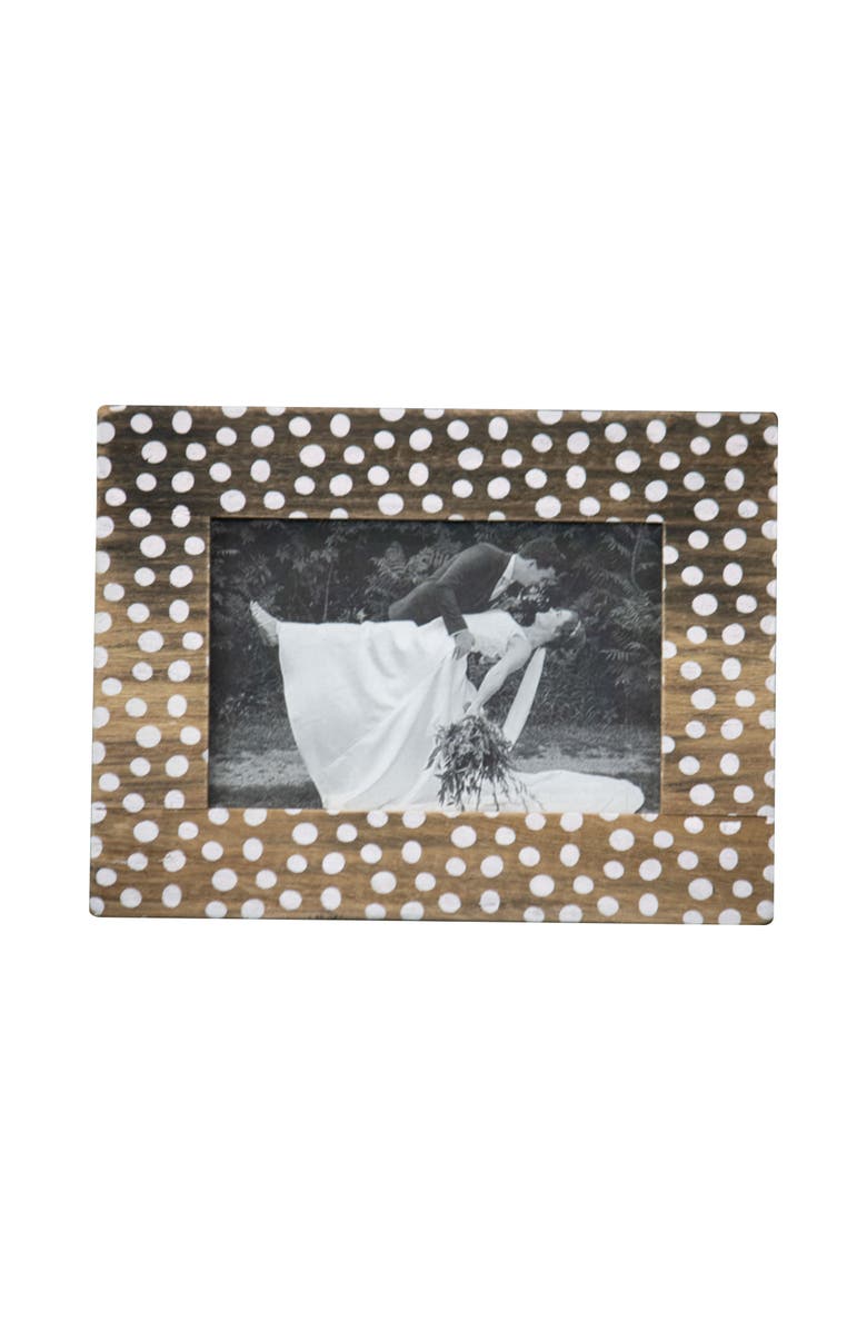 Foreside Home and Garden 4x6 Bettina White Polka Dot Wood Photo Picture Frame, Main, color, Brown