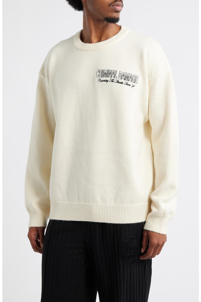 Running the Streets Embroidered Sweater, Main, color, ECRU