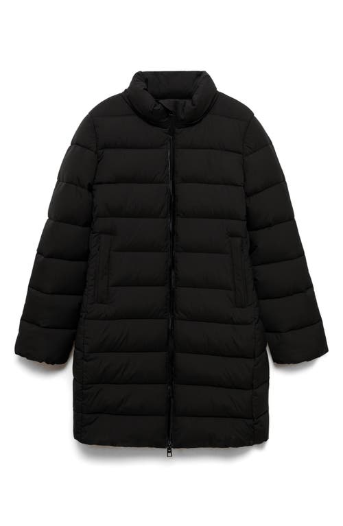 Shop Mango Water Repellent Hooded Quilted Coat In Black