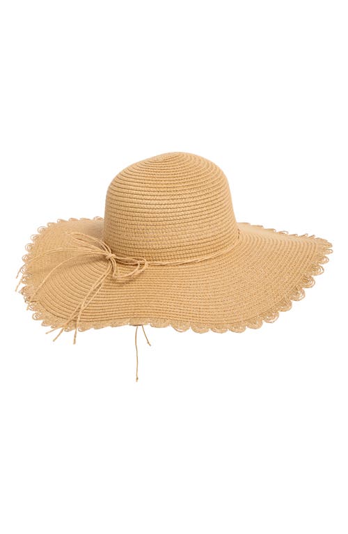 Bcbg Scalloped Edge Straw Floppy Hat In Tan