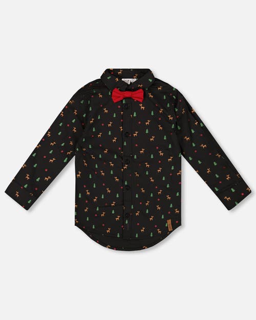 Deux Par Deux Poplin Shirt With Bow Tie In Black