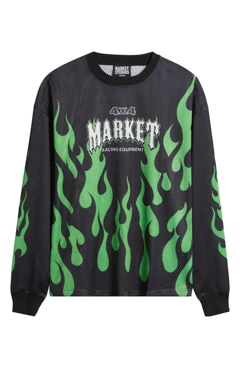 Toxic Flames Long Sleeve Mesh T-Shirt