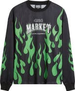 MARKET Toxic Flames Long Sleeve Mesh T-Shirt
