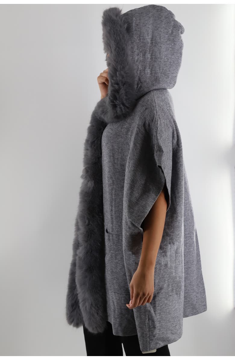 La Fiorentina Wrap with Hood/Faux Fur Trim, Alternate, color, Grey