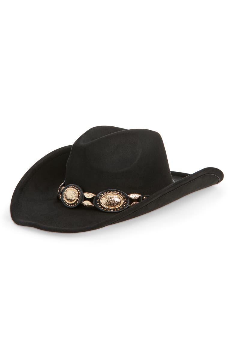 Tasha Western Cowboy Hat with Concho Leather Band, Main, color,