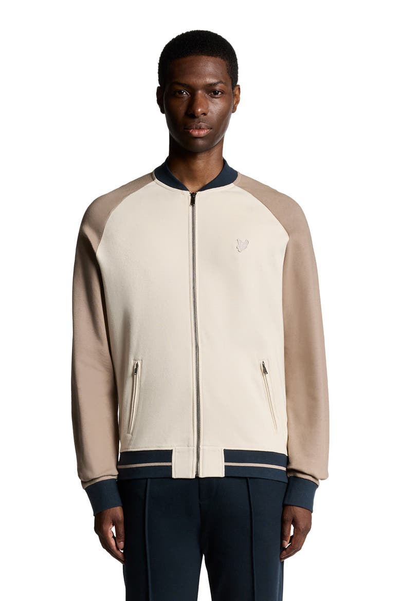Interlock Contrast Raglan Bomber Jacket, Main, color, Cobblestone