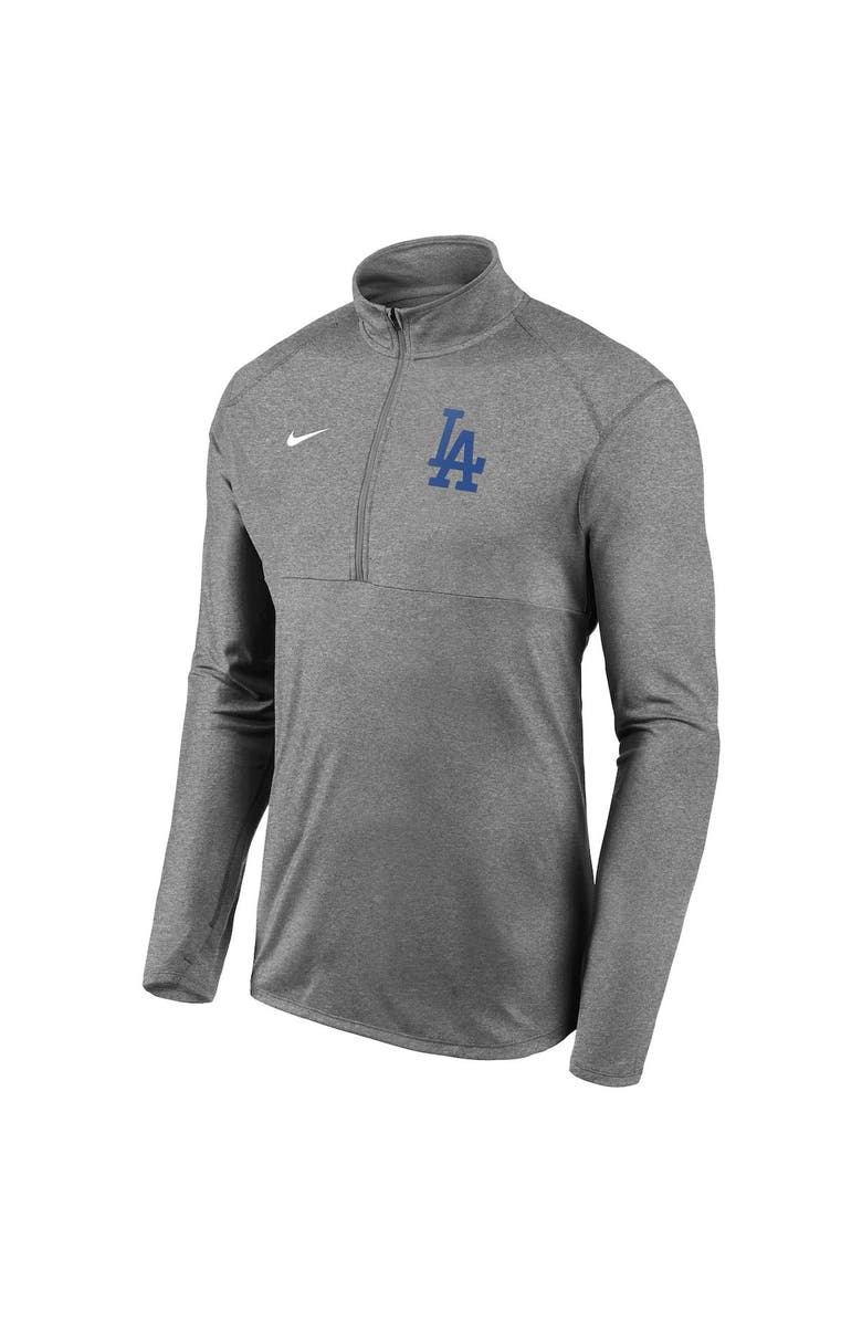 Nike Men's Nike Gray Los Angeles Dodgers Team Logo Element Performance Half-Zip Pullover Jacket, Alternate, color, 
