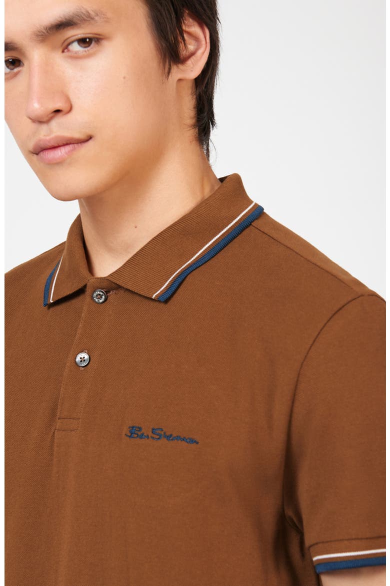 Signature Tipped Organic Cotton Piqué Polo Shirt, Alternate, color, GINGER