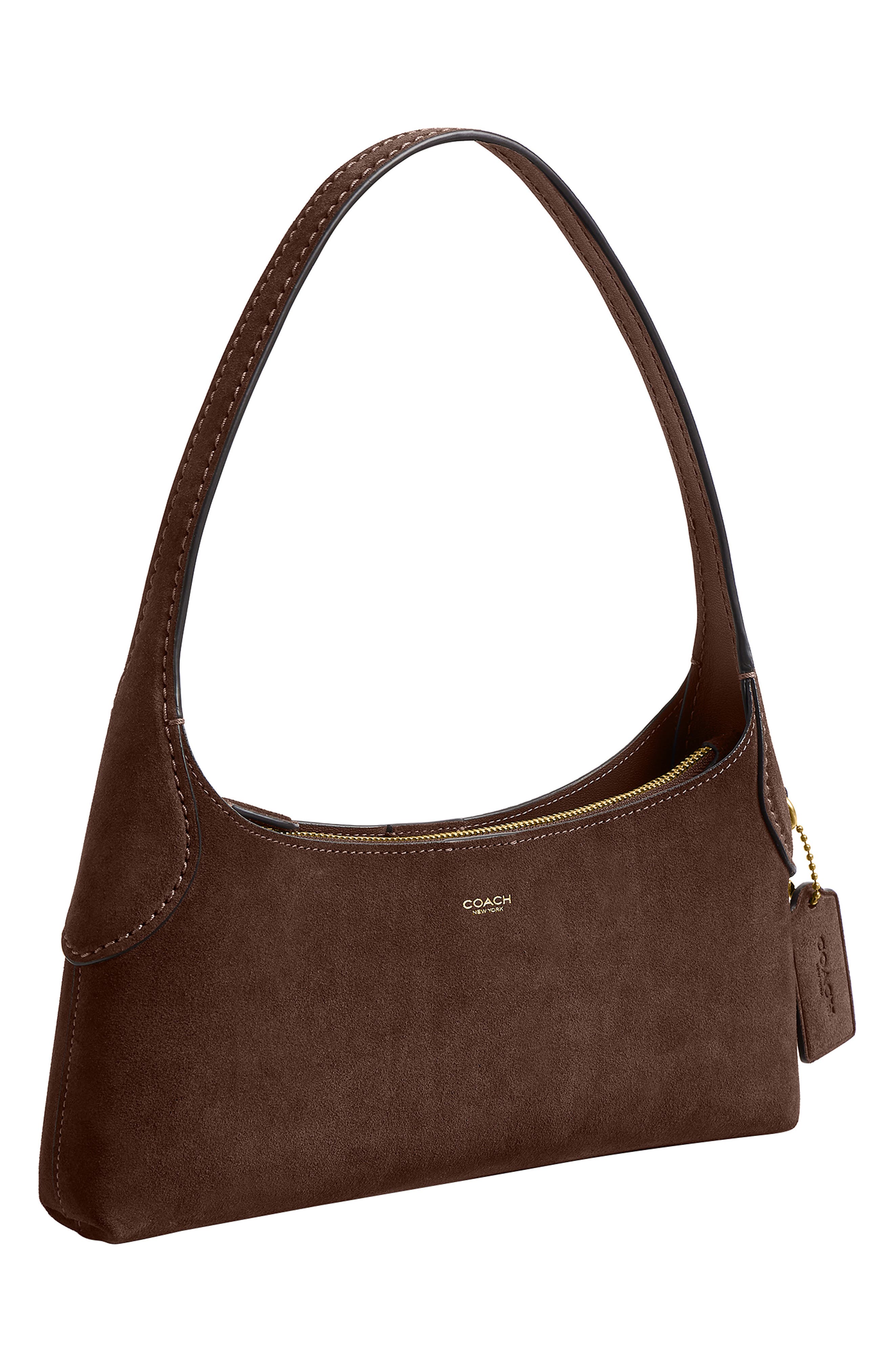 Brooklyn 26 Suede Shoulder Bag, Alternate, color, B4/ DARK CHOCOLATE