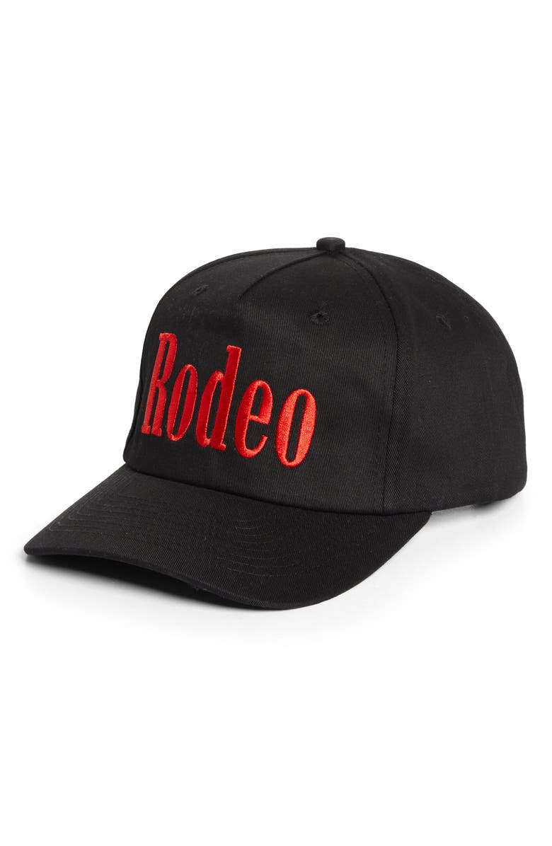 Rodeo Work Wear Rodeo Embroidered Cotton Twill Baseball Cap, Main, color, Black/ Red