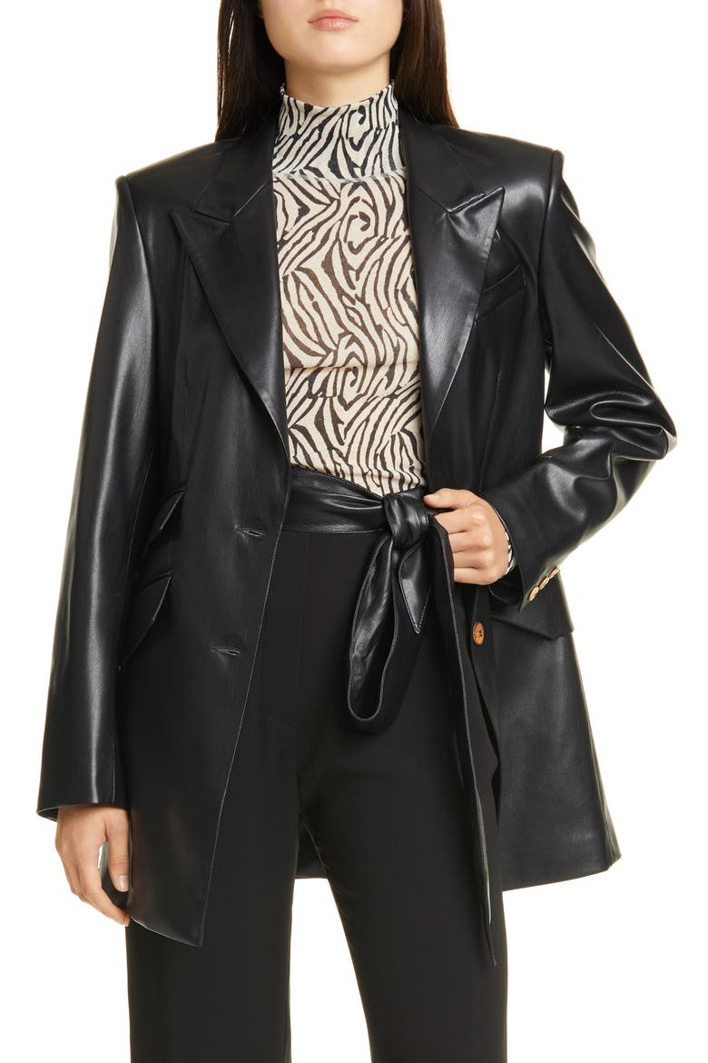 Cancun Vegan Leather Blazer, Main, color, BLACK