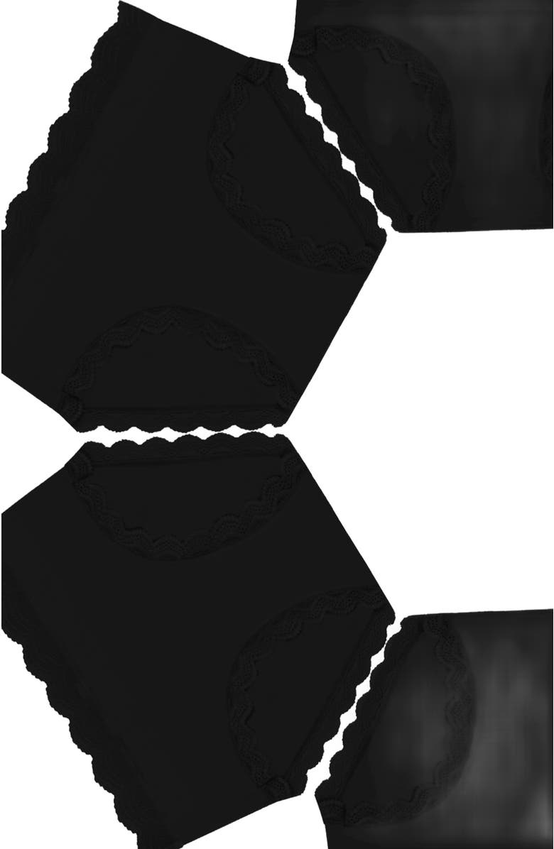 Stripe & Stare High Rise Knicker Four Pack, Alternate, color, Black