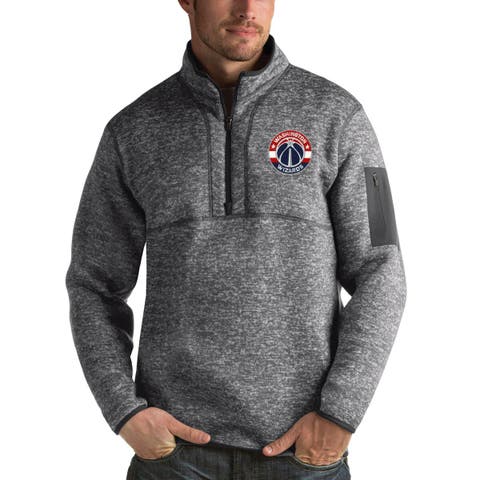 Men's Antigua Heathered Black Washington Wizards Fortune 1/2-Zip Pullover Jacket