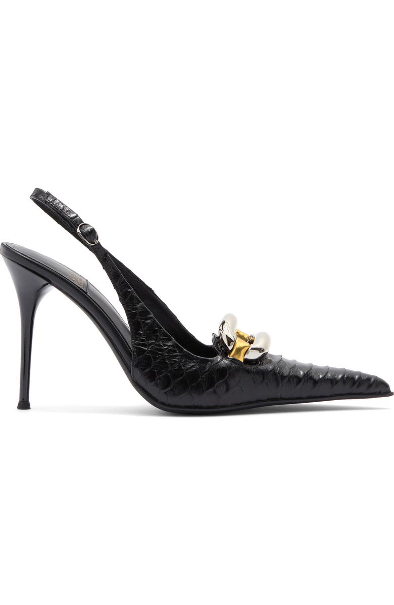 Jeffrey Campbell Enterprise Pointed Toe Slingback Pump, Alternate, color, Black Snake Combo