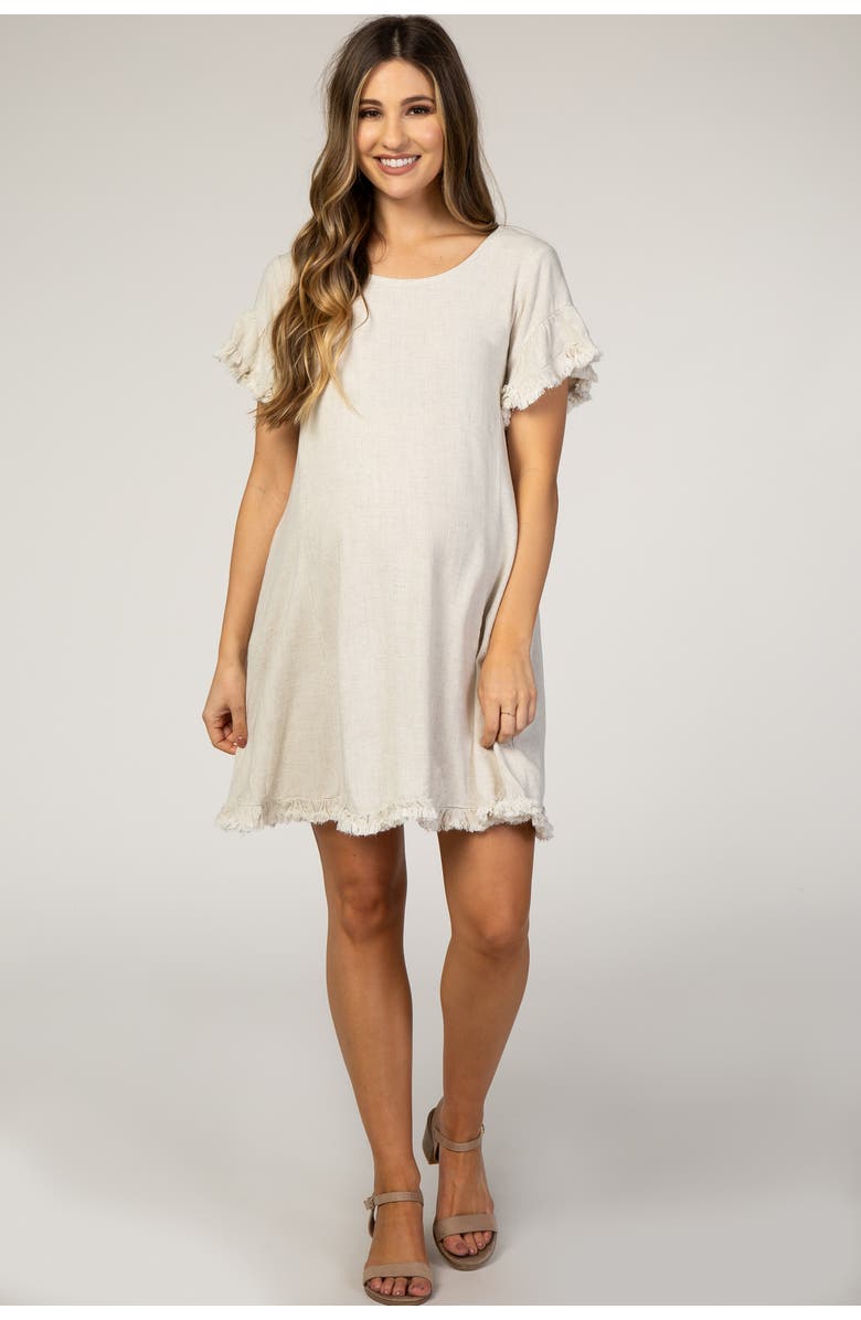 PinkBlush Fringe Linen Dress, Main, color, Beige