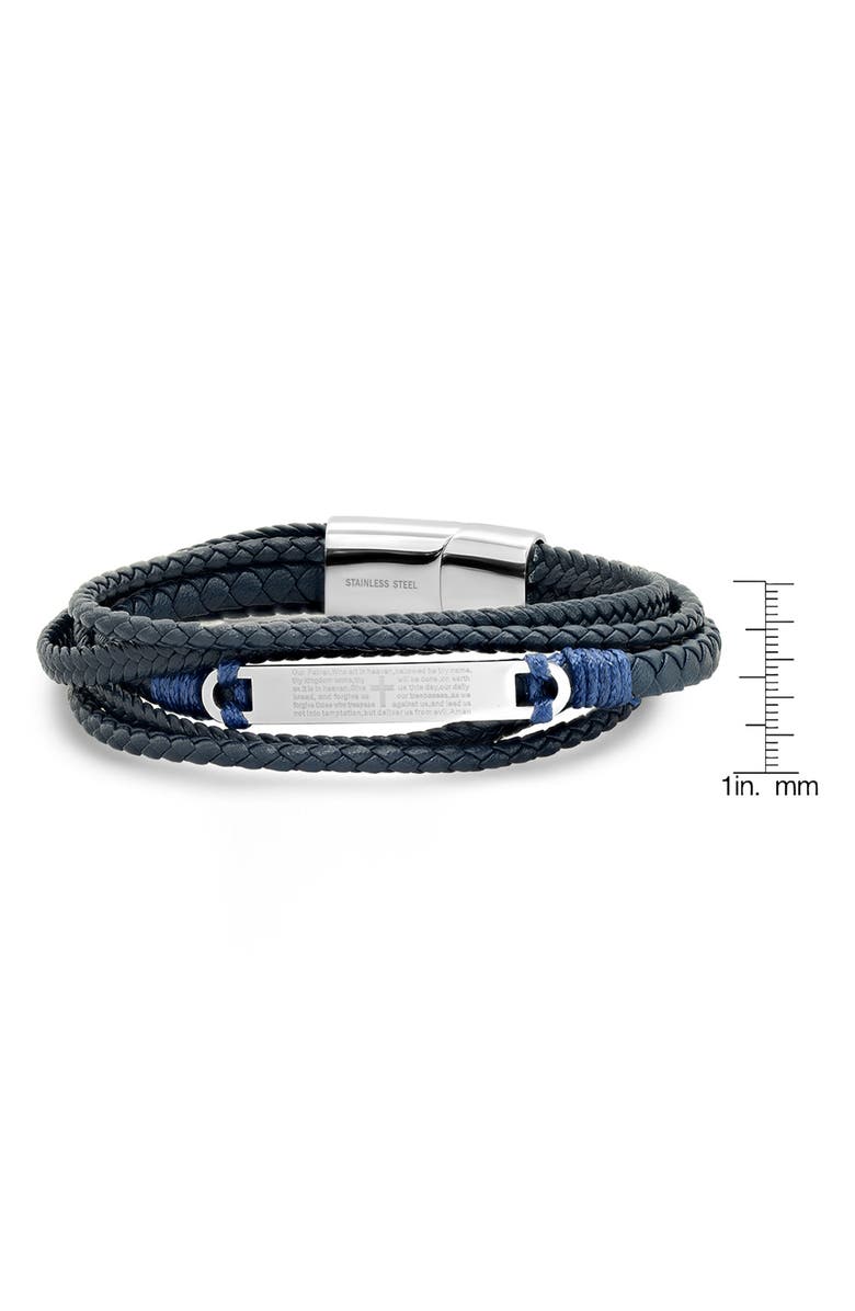 HMY JEWELRY Men's Prayer Layered Braided Leather Bracelet, Alternate, color, Black/ Navy