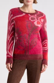 T Tahari Bateau Neck Jacquard Sweater