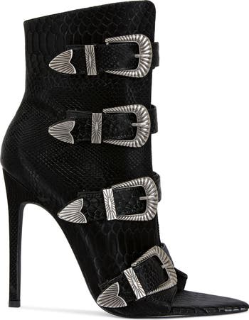 Tjeerd Snakeskin Embossed Open Toe Bootie